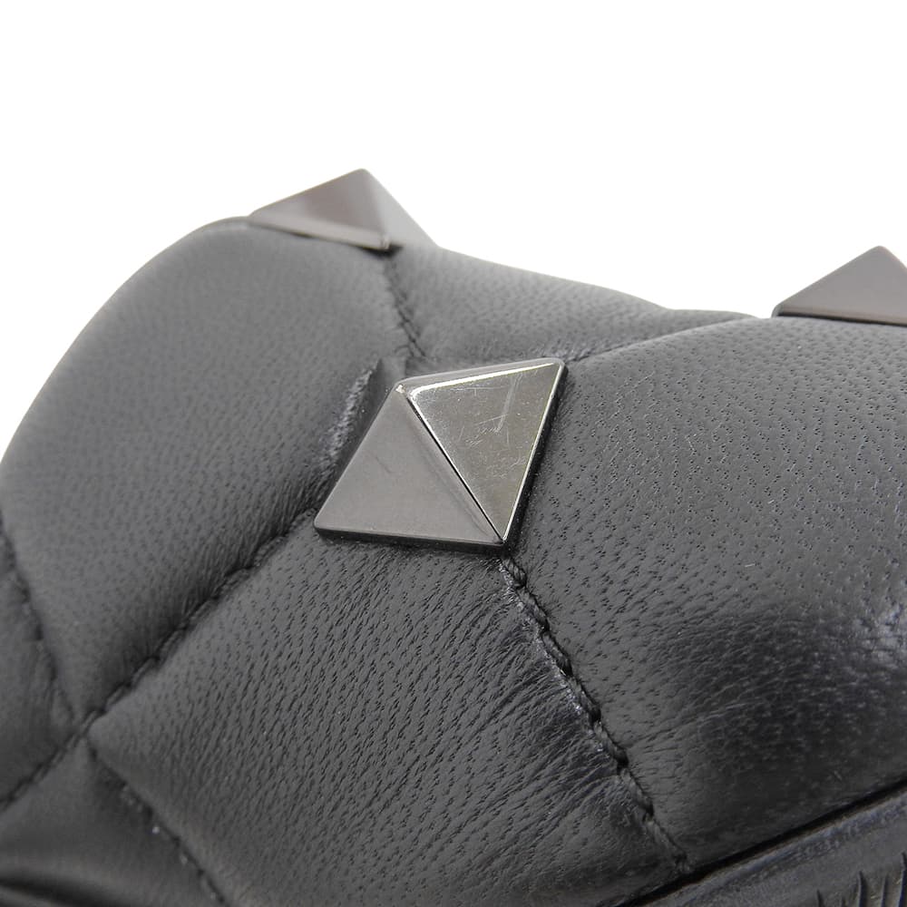 Valentino Garavani ヴァレンティノガラヴァーニ レザー ピラミッドスタッズ オープントゥ ヒールサンダル レディース 黒 36 VSW BK3 シューズ 36