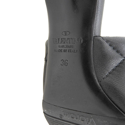 Valentino Garavani ヴァレンティノガラヴァーニ レザー ピラミッドスタッズ オープントゥ ヒールサンダル レディース 黒 36 VSW BK3 シューズ 36