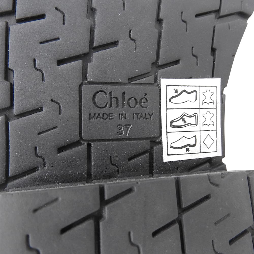 CHLOE クロエ 美品 Coddington レザー フラットロングブーツ シューズ レディース ブラック×ゴールド 37 042432E シューズ 37