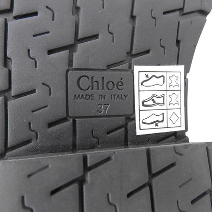 CHLOE クロエ 美品 Coddington レザー フラットロングブーツ シューズ レディース ブラック×ゴールド 37 042432E シューズ 37