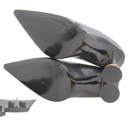 VANDA NOVAK ヴァンダ ノヴァク 新品同様 アテナディープブラック ゴールドボール ポインテッドトゥ ヒールパンプス レディース 黒 36 シューズ 36