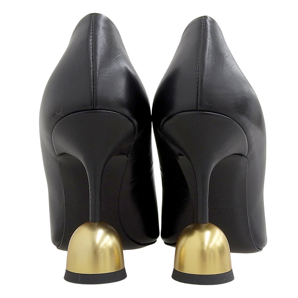 VANDA NOVAK ヴァンダ ノヴァク 新品同様 アテナディープブラック ゴールドボール ポインテッドトゥ ヒールパンプス レディース 黒 36 シューズ 36