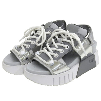 UNITED NUDE ユナイテッドヌード 美品 Delta Sporty レザー レースアップ 厚底サンダル レディース グレー×シルバー 36 25SS シューズ 36