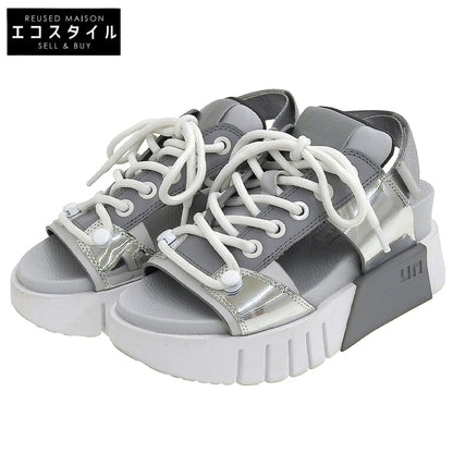 UNITED NUDE ユナイテッドヌード 美品 Delta Sporty レザー レースアップ 厚底サンダル レディース グレー×シルバー 36 25SS シューズ 36