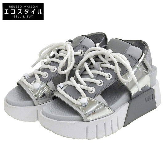 UNITED NUDE ユナイテッドヌード 美品 Delta Sporty レザー レースアップ 厚底サンダル レディース グレー×シルバー 36 25SS シューズ 36
