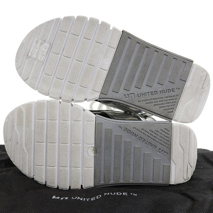 UNITED NUDE ユナイテッドヌード 美品 Delta Sporty レザー レースアップ 厚底サンダル レディース グレー×シルバー 36 25SS シューズ 36