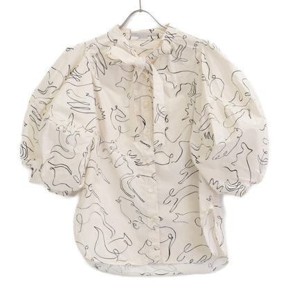 STELLA McCARTNEY ステラマッカートニー 美品 620026 3BS100 コットン アニマル柄 ボウタイパフスリーブ ブラウス 36