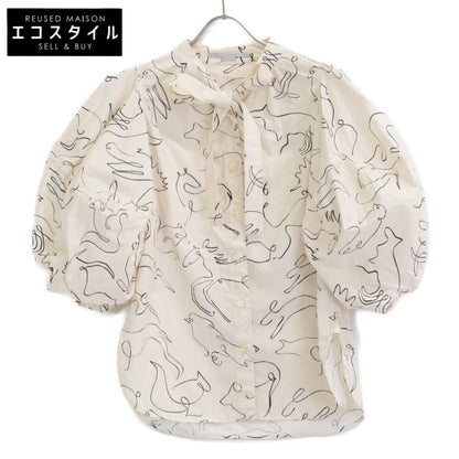 STELLA McCARTNEY ステラマッカートニー 美品 620026 3BS100 コットン アニマル柄 ボウタイパフスリーブ ブラウス 36