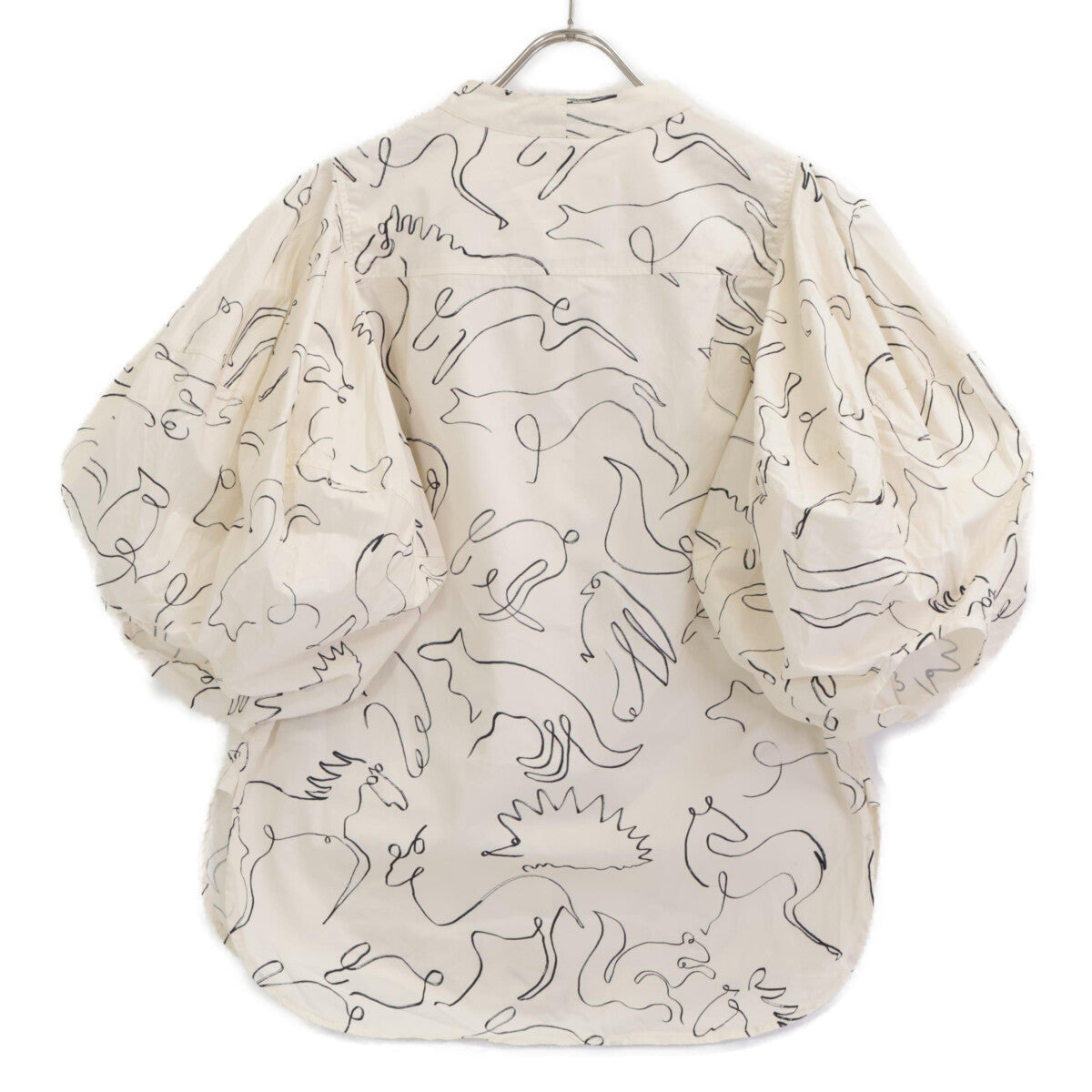 STELLA McCARTNEY ステラマッカートニー 美品 620026 3BS100 コットン アニマル柄 ボウタイパフスリーブ ブラウス 36