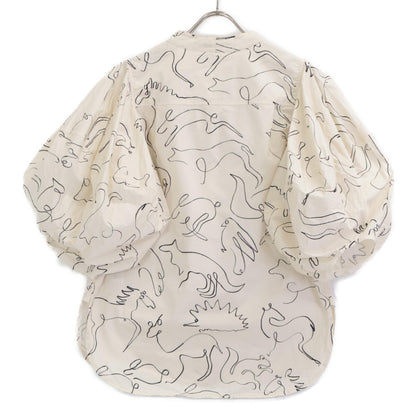 STELLA McCARTNEY ステラマッカートニー 美品 620026 3BS100 コットン アニマル柄 ボウタイパフスリーブ ブラウス 36