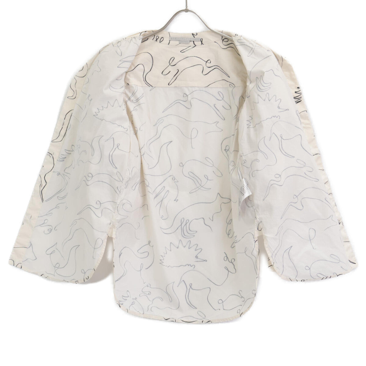 STELLA McCARTNEY ステラマッカートニー 美品 620026 3BS100 コットン アニマル柄 ボウタイパフスリーブ ブラウス 36