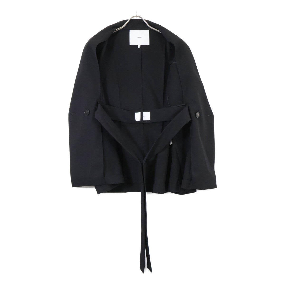 SETCHU セッチュウ 新品同様 U241J014W028 ヴァージンウール サイドベンツ ダブルブレスト ベルテッドオーバーサイズ ジャケット O