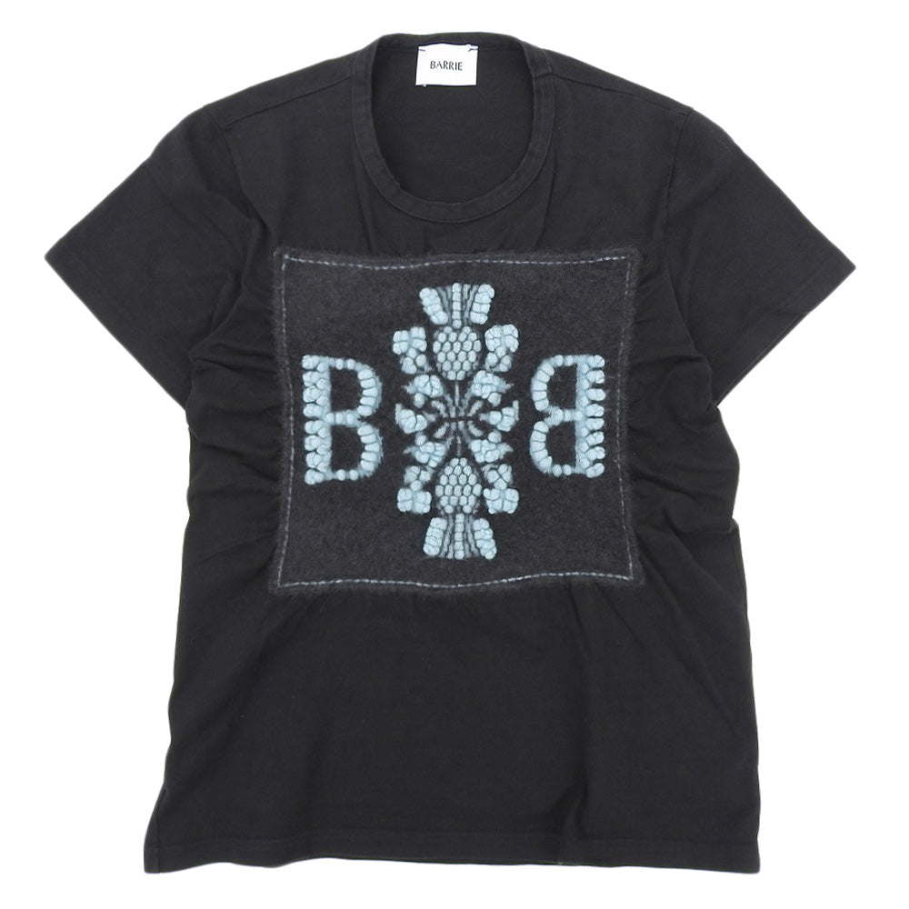 BALLY バリー 美品 コットン×カシミヤ Bロゴ クルーネック ショートスリーブカットソー トップス レディース ブラック XS トップス XS