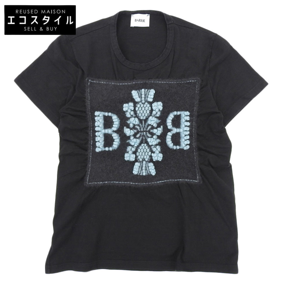 BALLY バリー 美品 コットン×カシミヤ Bロゴ クルーネック ショートスリーブカットソー トップス レディース ブラック XS トップス XS