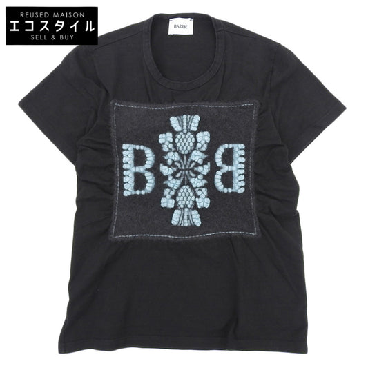 BALLY バリー 美品 コットン×カシミヤ Bロゴ クルーネック ショートスリーブカットソー トップス レディース ブラック XS トップス XS