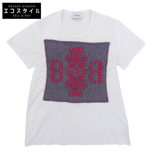 BALLY バリー 美品 コットン×カシミヤ Bロゴ クルーネック ショートスリーブ カットソー Tシャツ レディース ホワイト XS トップス XS