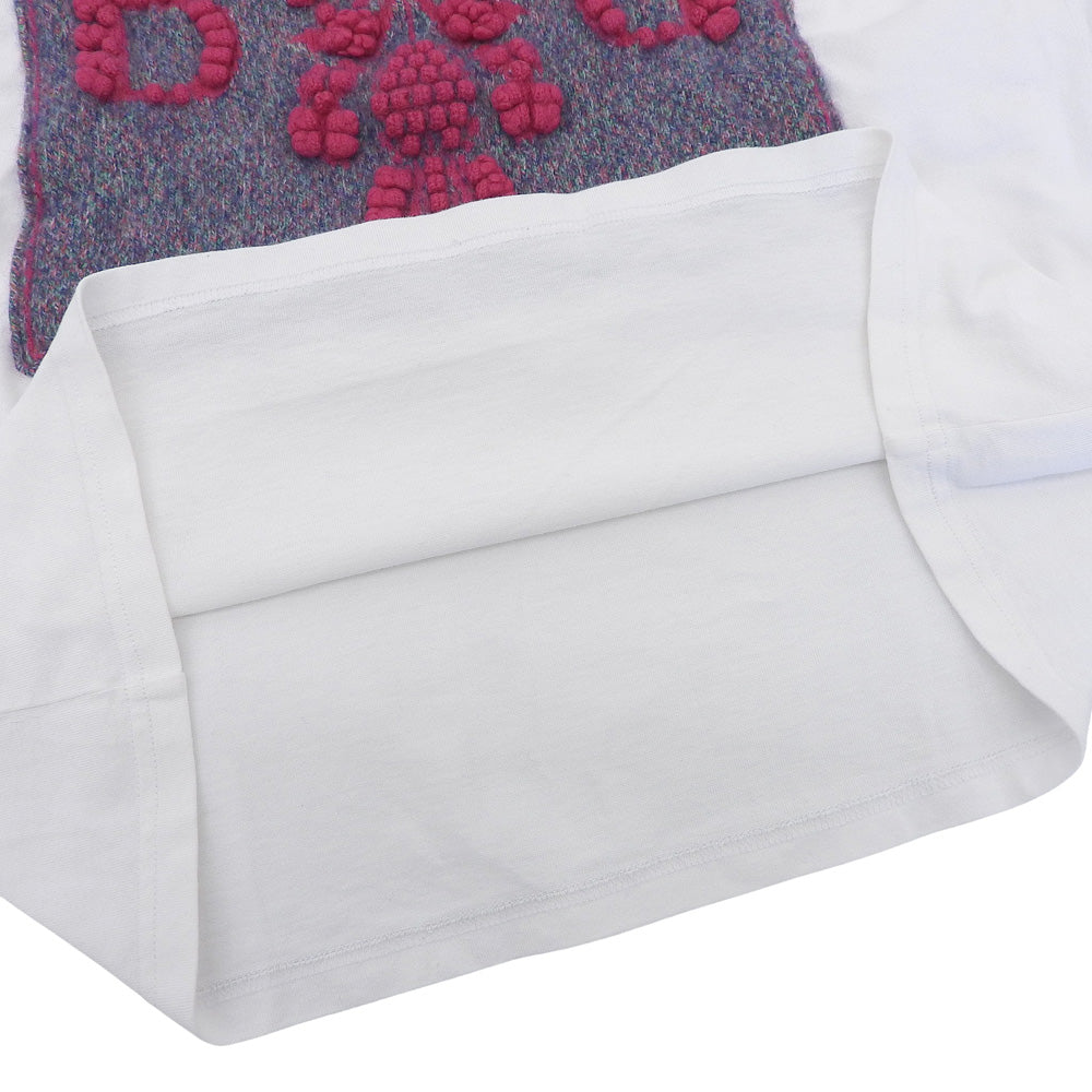 BALLY バリー 美品 コットン×カシミヤ Bロゴ クルーネック ショートスリーブ カットソー Tシャツ レディース ホワイト XS トップス XS