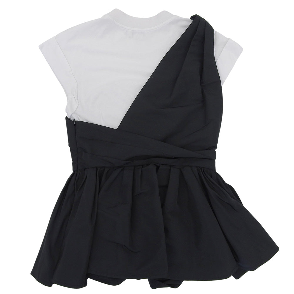 Alexander McQueen アレキサンダーマックイーン 美品 アシンメトリー レイヤード カットソー ブラウス ブラック×ホワイト 40 707098 トップス 40