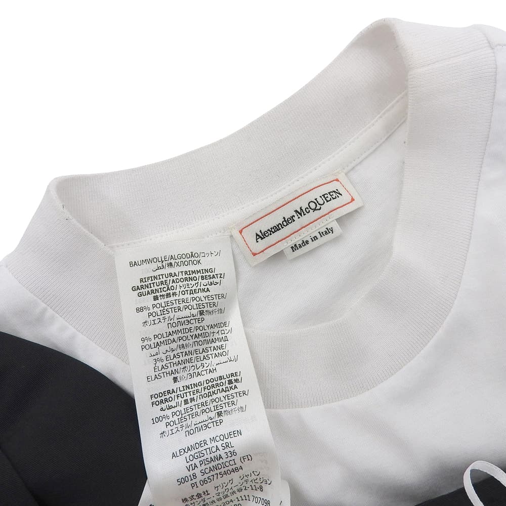 Alexander McQueen アレキサンダーマックイーン 美品 アシンメトリー レイヤード カットソー ブラウス ブラック×ホワイト 40 707098 トップス 40