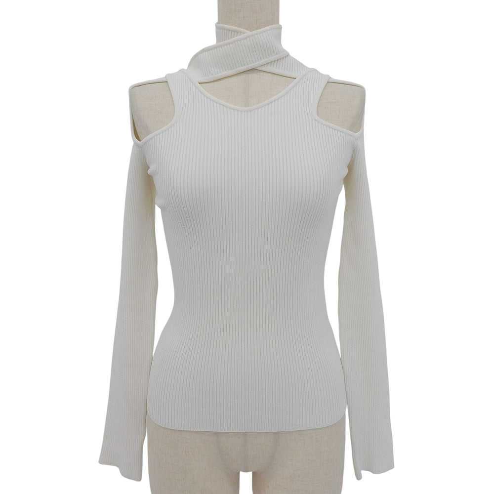 COPERNI コペルニ 美品 ビスコース カットアウトデザイン リブニットソー アイボリー S COPML02BIS600C トップス レディース ホワイト トップス S
