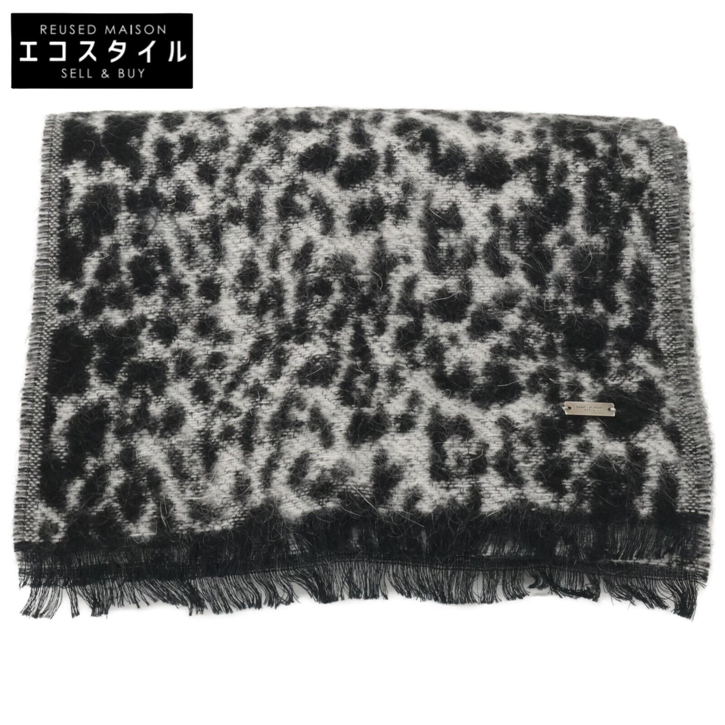 SAINT LAURENT PARIS サンローランパリ レオパード柄 ナロー マフラー