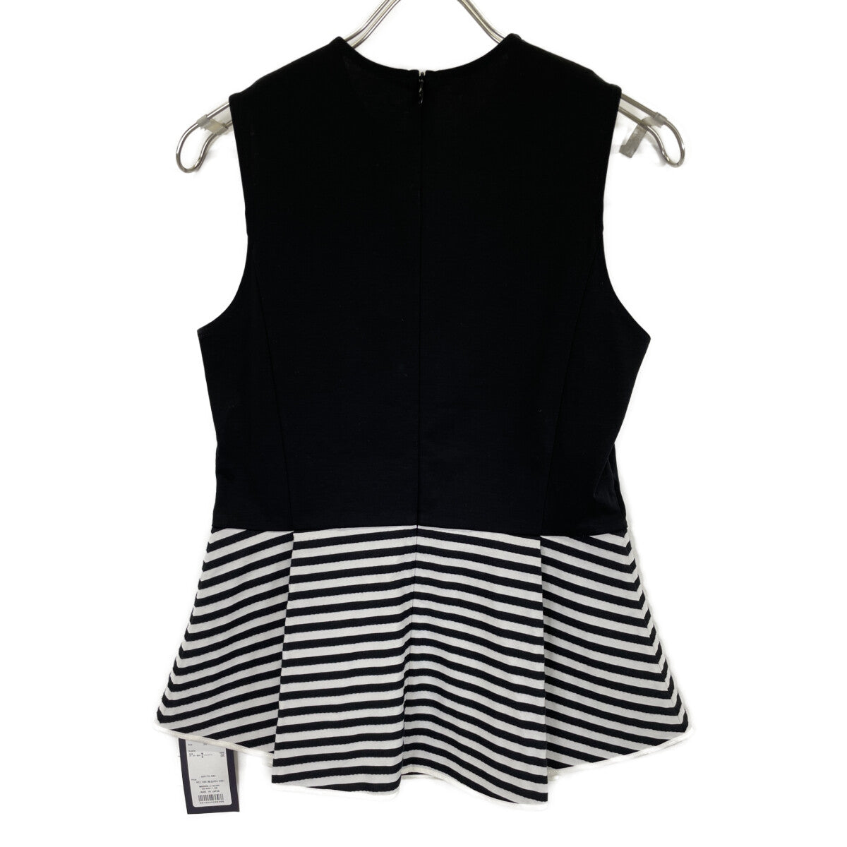 BORDERS at BALCONY ボーダーズアットバルコニー BD2211-2D-15 ﾌﾞﾗｯｸ ﾎﾞｰﾀﾞｰﾍﾟﾌﾟﾗﾑｶｯﾄｿｰ トップス 36