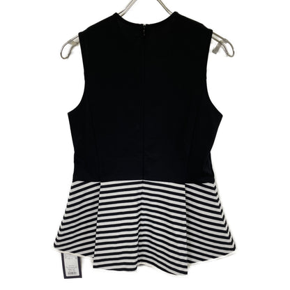 BORDERS at BALCONY ボーダーズアットバルコニー BD2211-2D-15 ﾌﾞﾗｯｸ ﾎﾞｰﾀﾞｰﾍﾟﾌﾟﾗﾑｶｯﾄｿｰ トップス 36