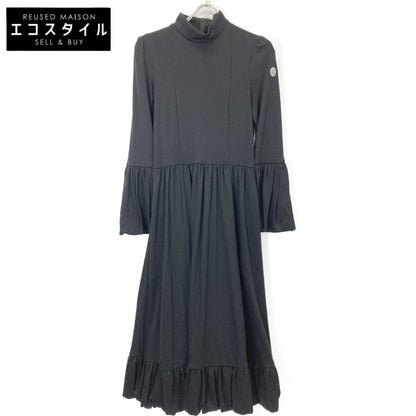 BORDERS at BALCONY ボーダーズアットバルコニー BD2121-2K-20 ﾌﾞﾗｯｸ ﾊﾟｯﾁ付きﾌﾚｱｽﾘｰﾌﾞﾏｷｼﾜﾝﾋﾟｰｽ ワンピース 38