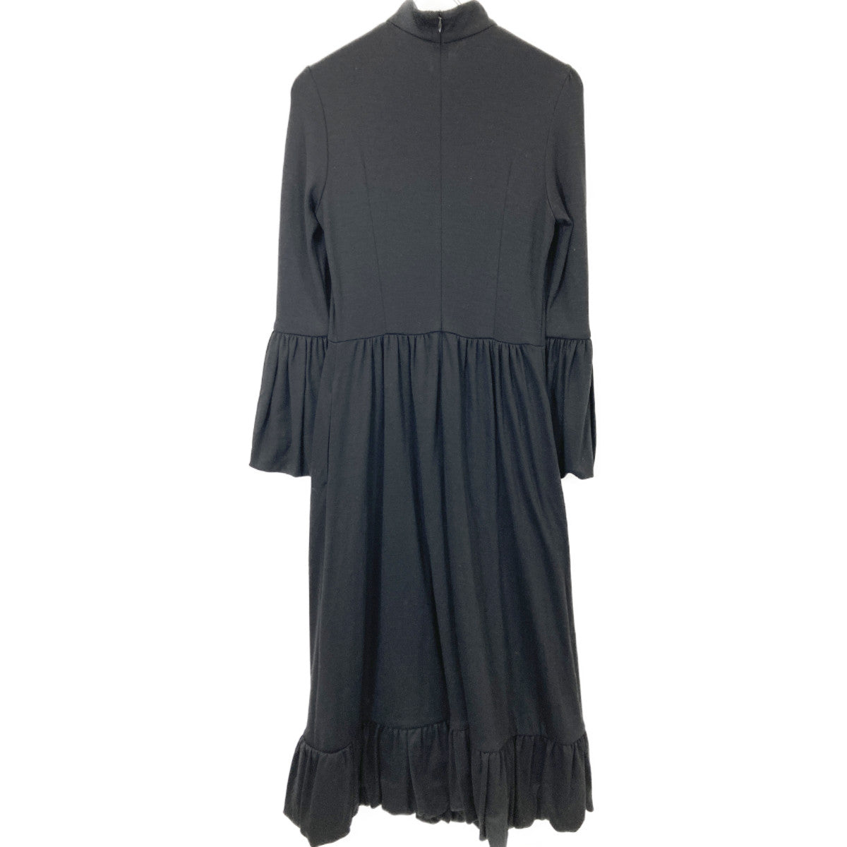 BORDERS at BALCONY ボーダーズアットバルコニー BD2121-2K-20 ﾌﾞﾗｯｸ ﾊﾟｯﾁ付きﾌﾚｱｽﾘｰﾌﾞﾏｷｼﾜﾝﾋﾟｰｽ ワンピース 38