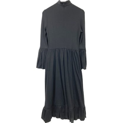 BORDERS at BALCONY ボーダーズアットバルコニー BD2121-2K-20 ﾌﾞﾗｯｸ ﾊﾟｯﾁ付きﾌﾚｱｽﾘｰﾌﾞﾏｷｼﾜﾝﾋﾟｰｽ ワンピース 38