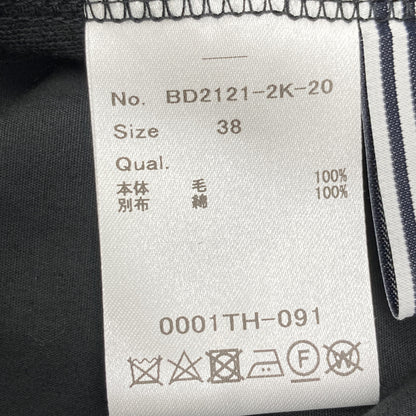 BORDERS at BALCONY ボーダーズアットバルコニー BD2121-2K-20 ﾌﾞﾗｯｸ ﾊﾟｯﾁ付きﾌﾚｱｽﾘｰﾌﾞﾏｷｼﾜﾝﾋﾟｰｽ ワンピース 38