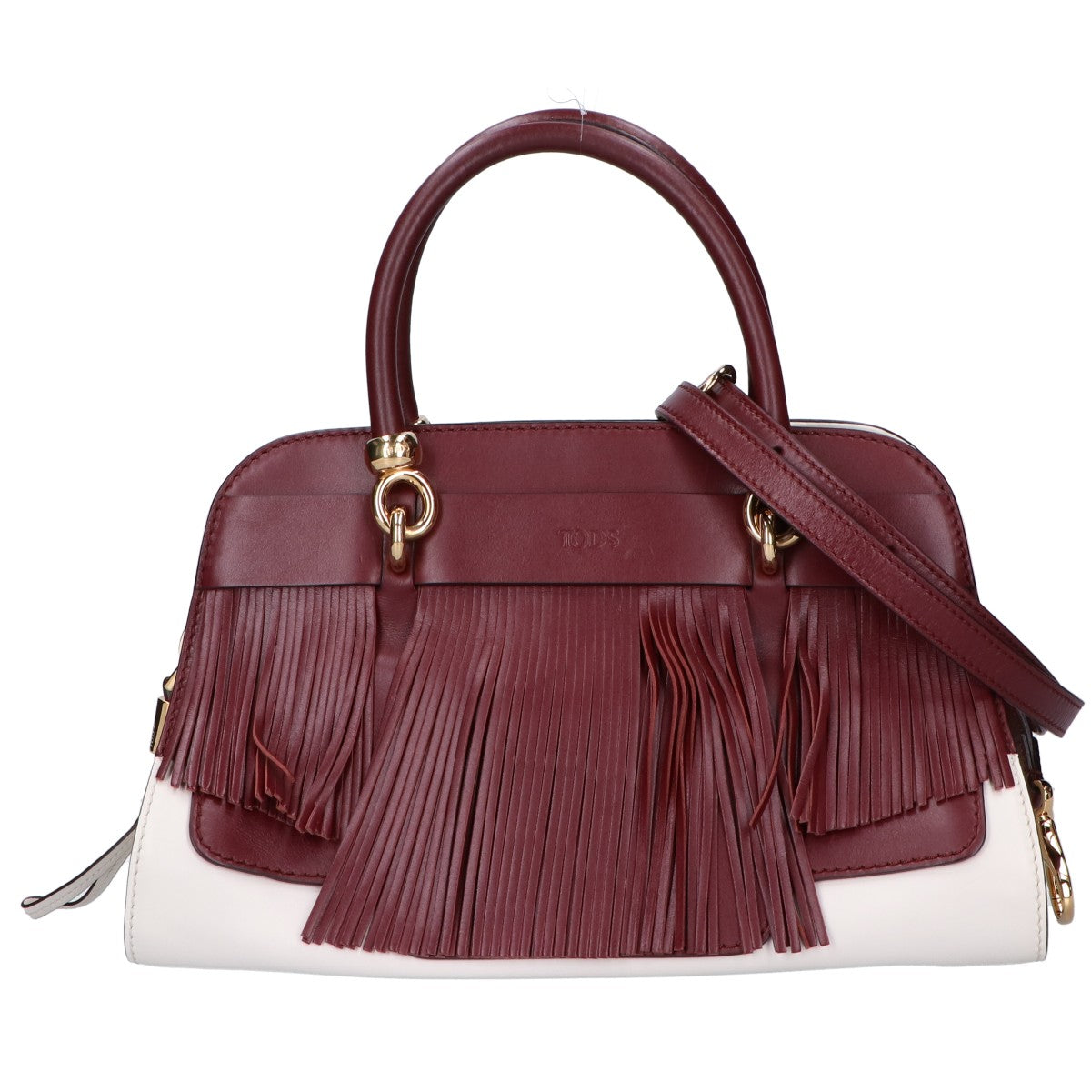 TOD'S トッズ SELLA セラ バイカラー フリンジ 2WAYショルダー ハンドバッグ