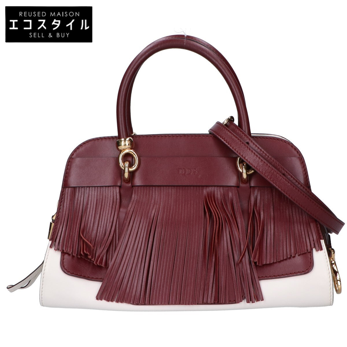 TOD'S トッズ SELLA セラ バイカラー フリンジ 2WAYショルダー ハンドバッグ