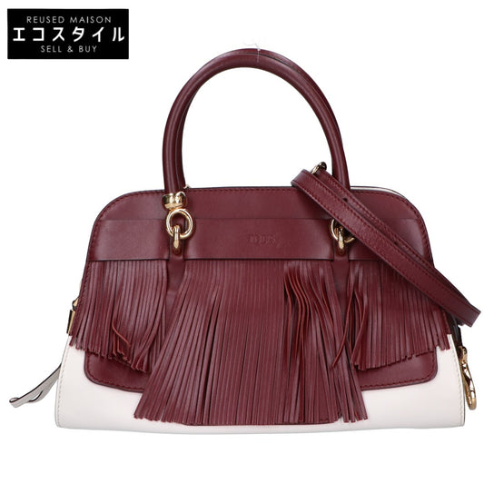 TOD'S トッズ SELLA セラ バイカラー フリンジ 2WAYショルダー ハンドバッグ