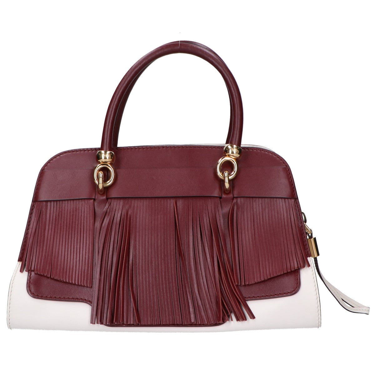 TOD'S トッズ SELLA セラ バイカラー フリンジ 2WAYショルダー ハンドバッグ