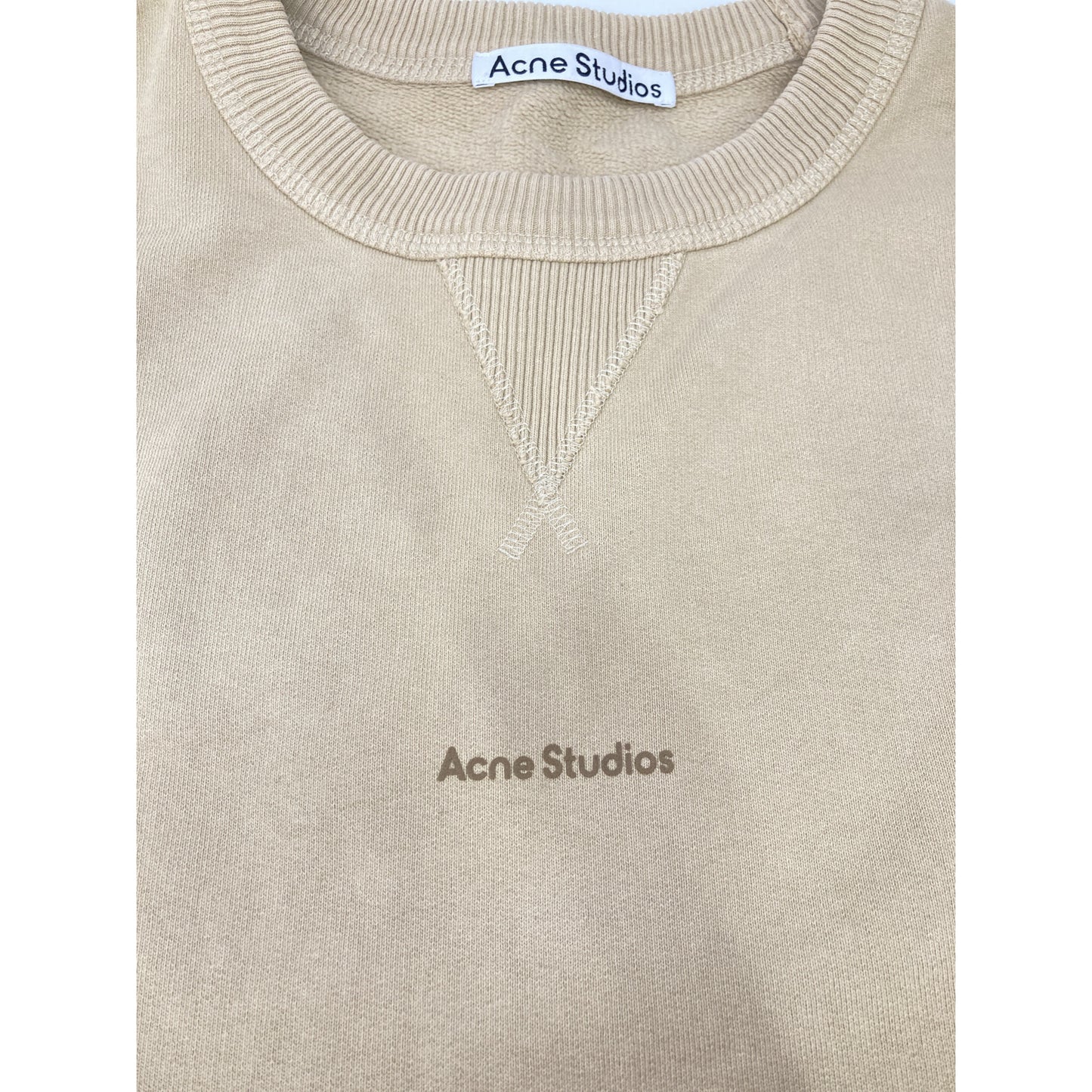 ACNE STUDIOS アクネ ストゥディオズ FN-MN-SWEA000260 ﾍﾞｰｼﾞｭ ちびﾛｺﾞｵｰﾊﾞｰｻｲｽﾞｽｳｪｯﾄ トップス XL