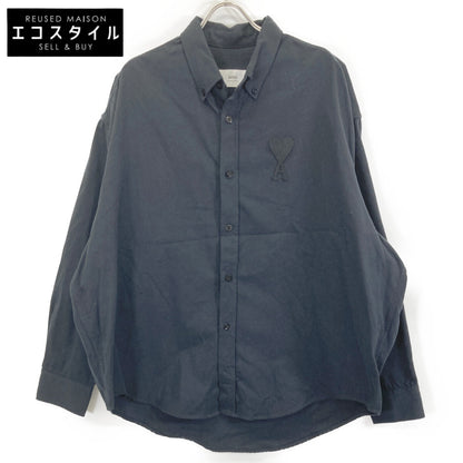 AMI PARIS アミパリス USH124.418 ﾌﾞﾗｯｸ ﾊｰﾄﾛｺﾞ刺繍長袖ｼｬﾂ トップス 44