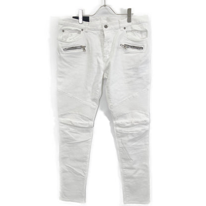 BALMAIN バルマン ﾎﾜｲﾄ ｽﾘﾑ ﾊﾞｲｶｰ ﾎﾞﾀﾝﾌﾗｲﾃﾞﾆﾑﾊﾟﾝﾂ ボトムス 36