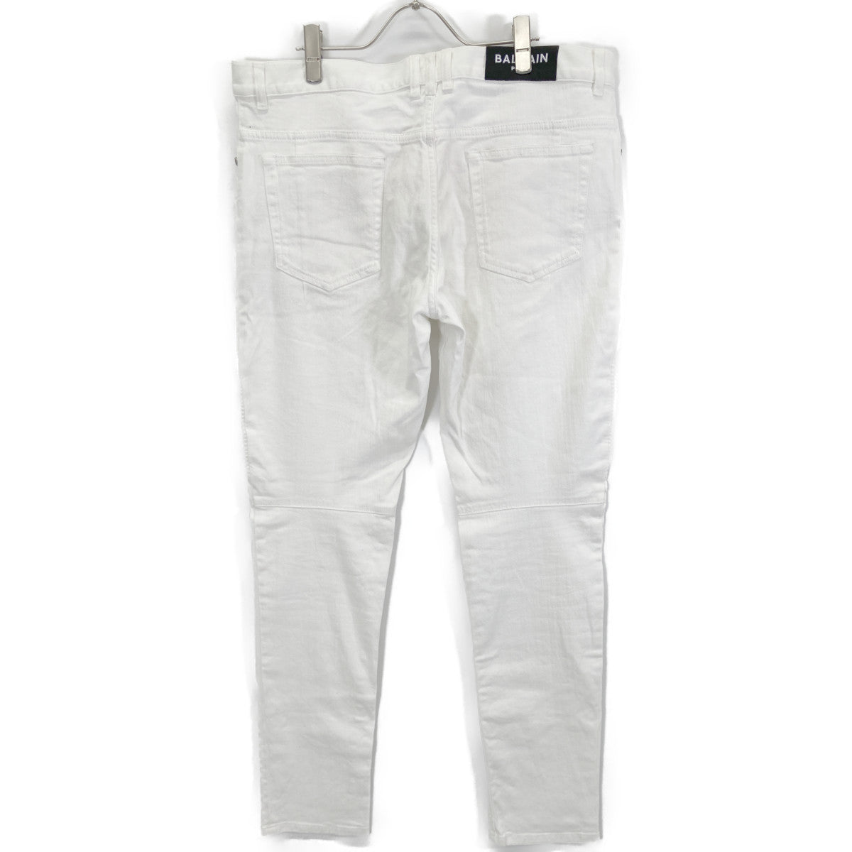 BALMAIN バルマン ﾎﾜｲﾄ ｽﾘﾑ ﾊﾞｲｶｰ ﾎﾞﾀﾝﾌﾗｲﾃﾞﾆﾑﾊﾟﾝﾂ ボトムス 36