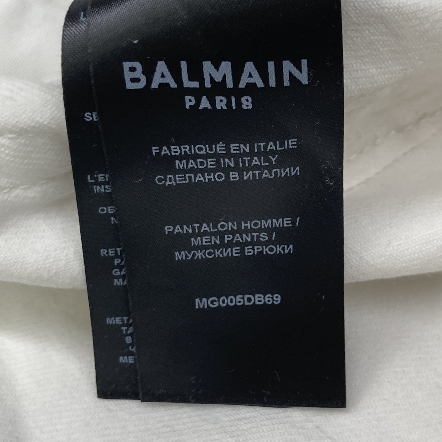 BALMAIN バルマン ﾎﾜｲﾄ ｽﾘﾑ ﾊﾞｲｶｰ ﾎﾞﾀﾝﾌﾗｲﾃﾞﾆﾑﾊﾟﾝﾂ ボトムス 36