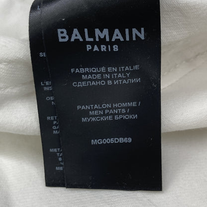 BALMAIN バルマン ﾎﾜｲﾄ ｽﾘﾑ ﾊﾞｲｶｰ ﾎﾞﾀﾝﾌﾗｲﾃﾞﾆﾑﾊﾟﾝﾂ ボトムス 36