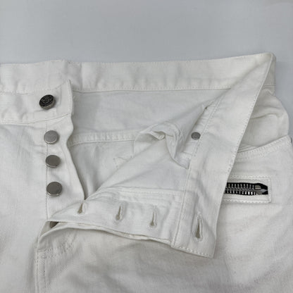 BALMAIN バルマン ﾎﾜｲﾄ ｽﾘﾑ ﾊﾞｲｶｰ ﾎﾞﾀﾝﾌﾗｲﾃﾞﾆﾑﾊﾟﾝﾂ ボトムス 36