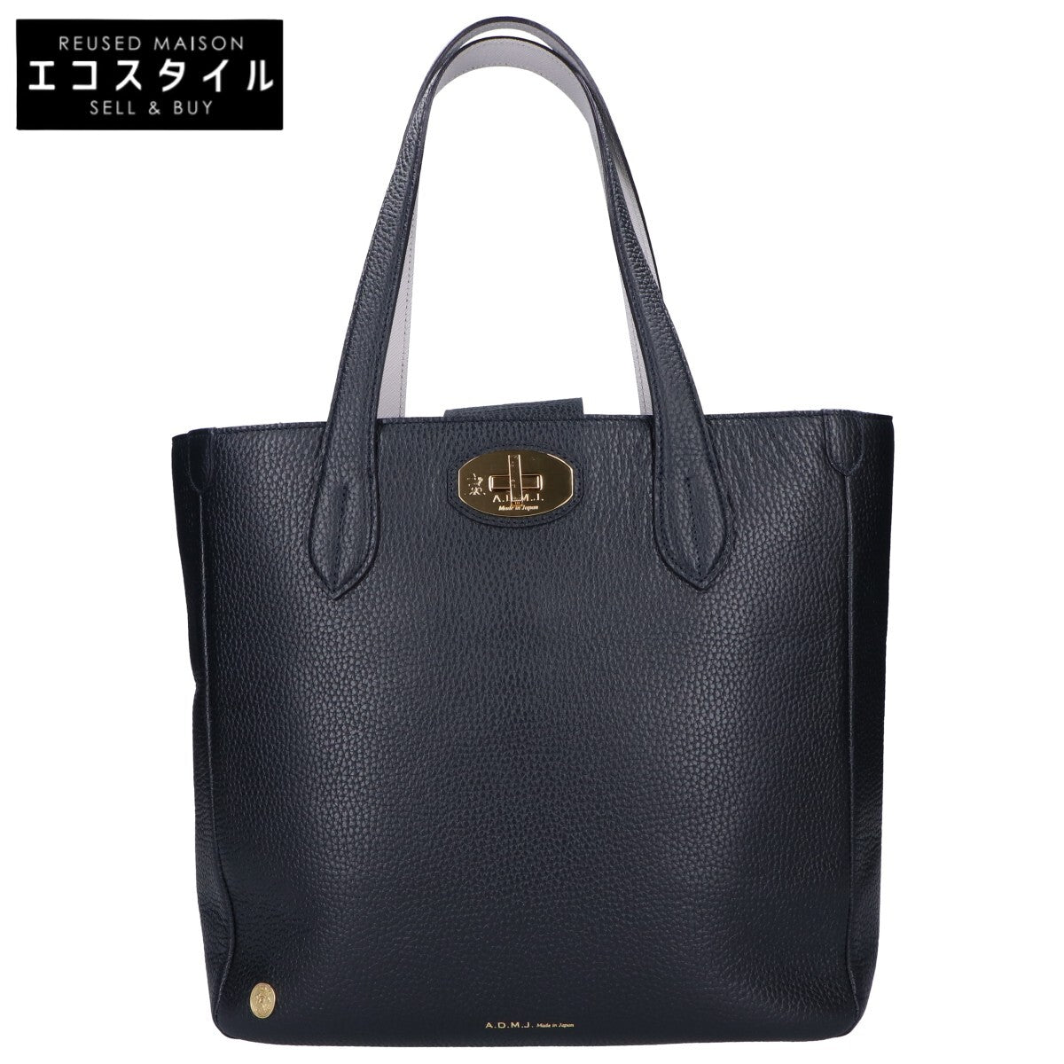 A.D.M.J. Accessoires De Mademoiselle ADMJ シュリンクレザー ターンロック トートバッグ