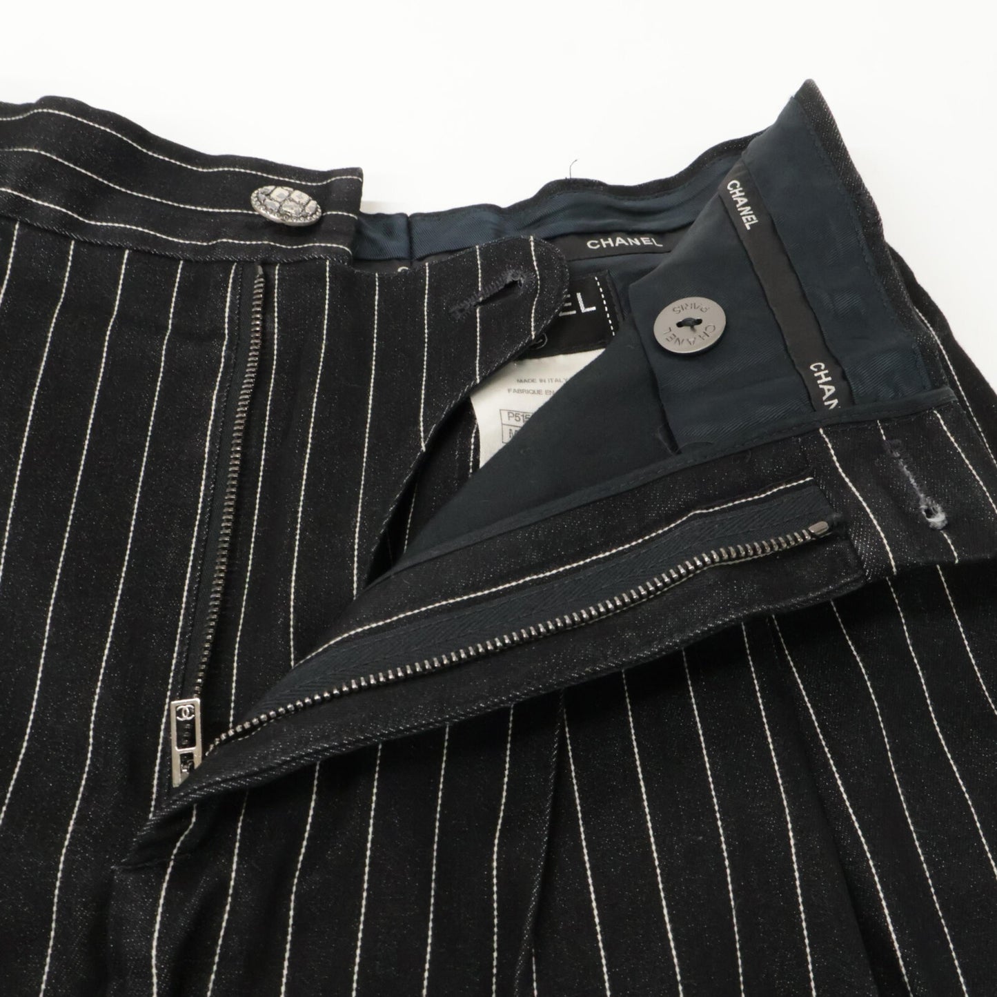 CHANEL シャネル P51530V38341 15SS ストライプ デニムキュロット ショートパンツ ボトムス 36