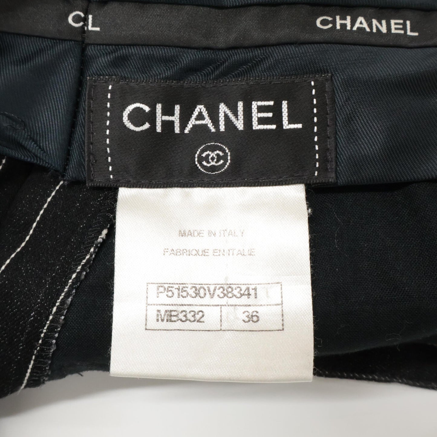 CHANEL シャネル P51530V38341 15SS ストライプ デニムキュロット ショートパンツ ボトムス 36