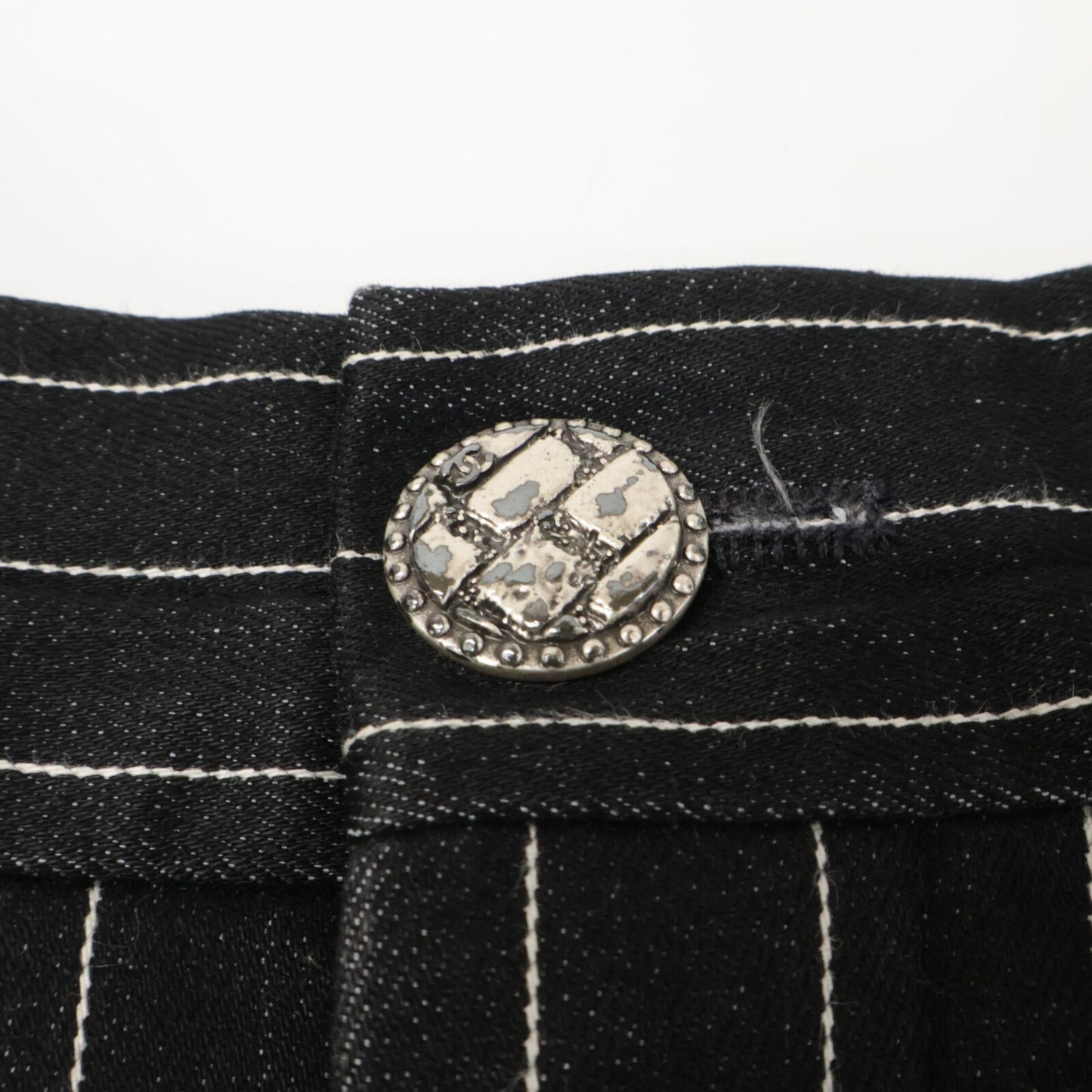 CHANEL シャネル P51530V38341 15SS ストライプ デニムキュロット ショートパンツ ボトムス 36