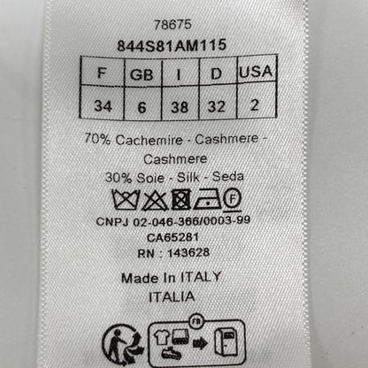 Christian Dior クリスチャンディオール 844S81AM115 ﾍﾞｰｼﾞｭ ｶｼﾐﾔｼﾙｸ BEE刺繍 ｸﾙｰﾈｯｸﾆｯﾄ トップス 34