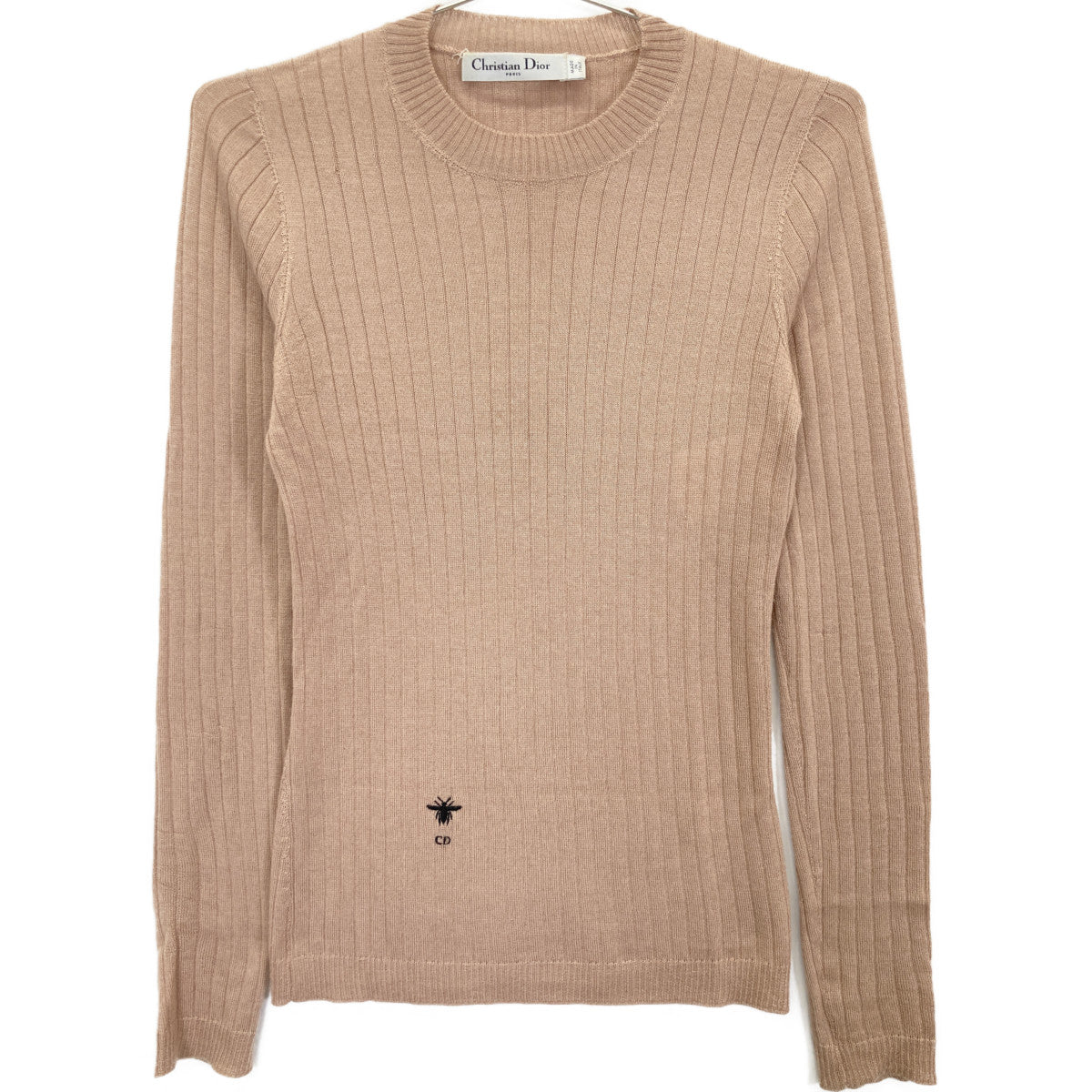 Christian Dior クリスチャンディオール 844S81AM115 ﾌﾞﾗｳﾝ ｶｼﾐﾔｼﾙｸ BEE刺繍 ｸﾙｰﾈｯｸﾆｯﾄ トップス 34