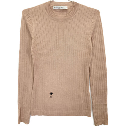 Christian Dior クリスチャンディオール 844S81AM115 ﾌﾞﾗｳﾝ ｶｼﾐﾔｼﾙｸ BEE刺繍 ｸﾙｰﾈｯｸﾆｯﾄ トップス 34