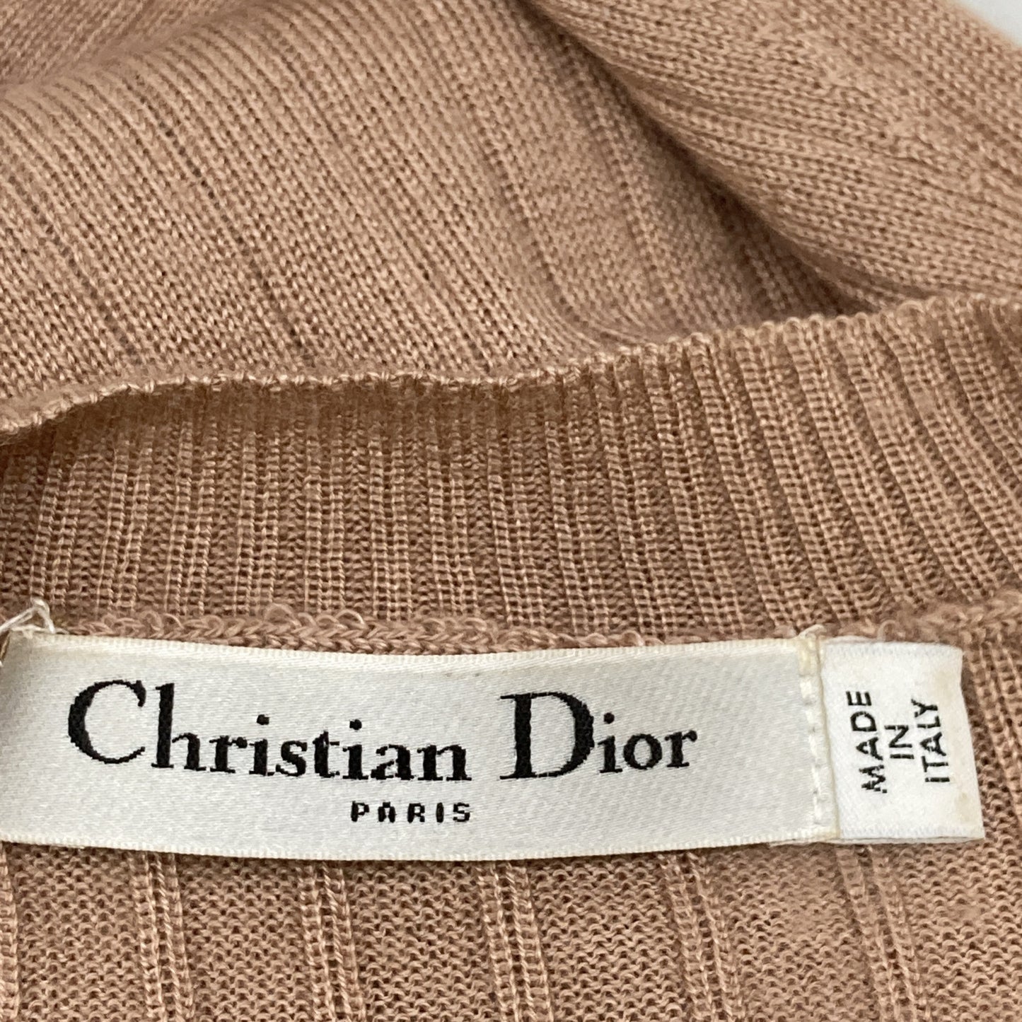 Christian Dior クリスチャンディオール 844S81AM115 ﾌﾞﾗｳﾝ ｶｼﾐﾔｼﾙｸ BEE刺繍 ｸﾙｰﾈｯｸﾆｯﾄ トップス 34